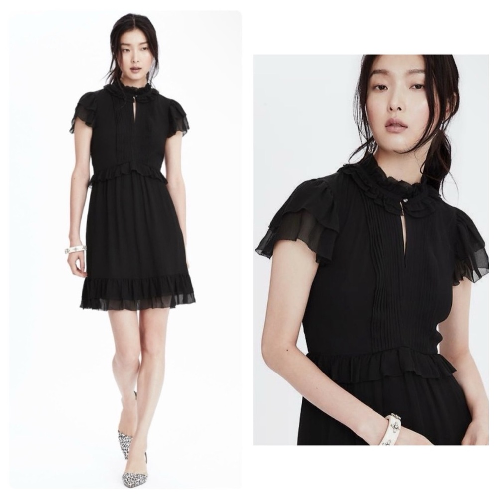 Banana Republic Heritage Pleated Ruffle Neck Dress